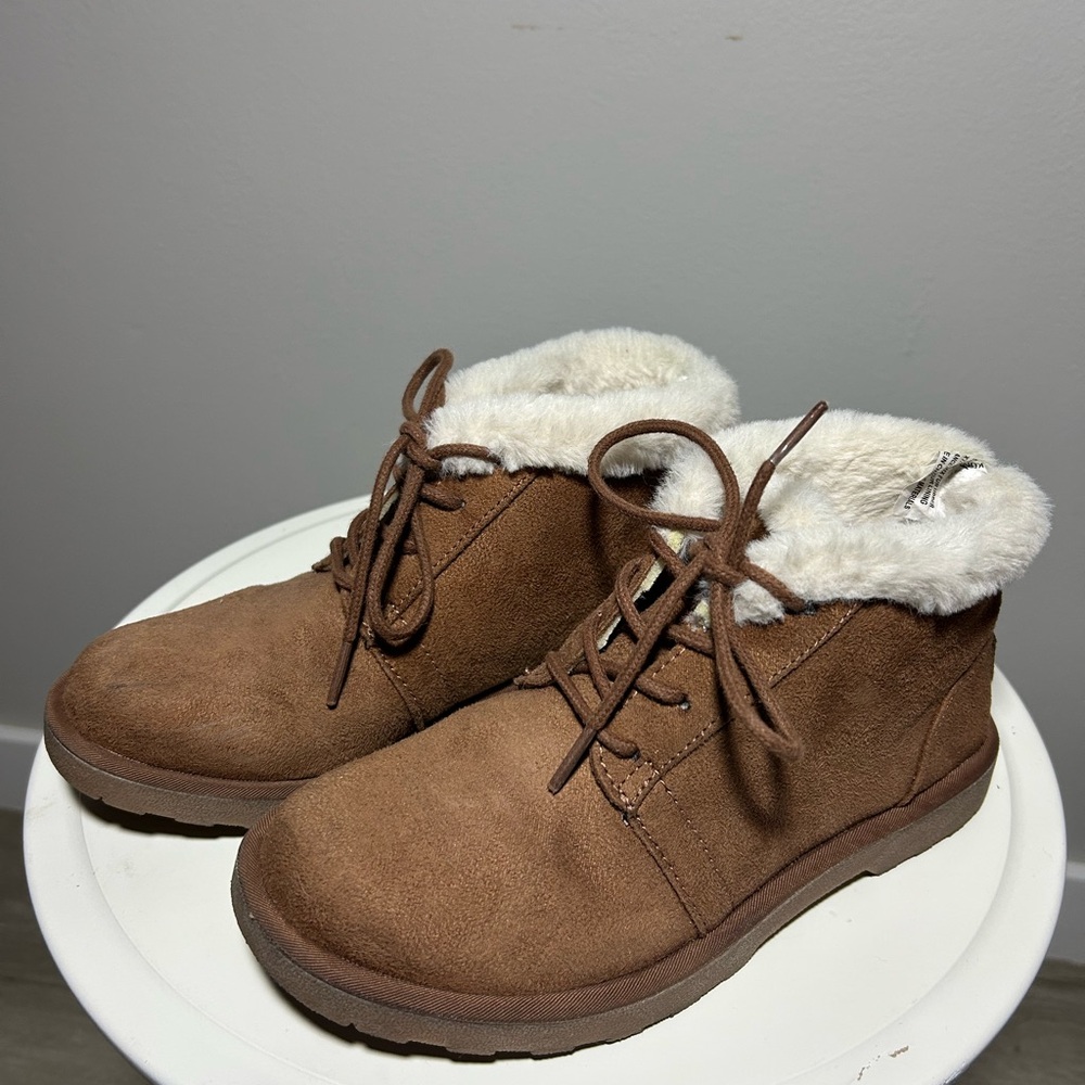 Brown Suede Ankle Boots with Fur Lining